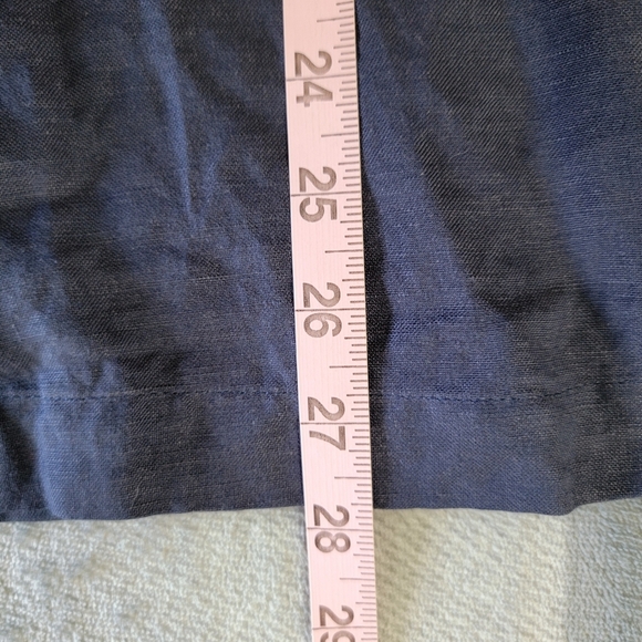 Jessica London Linen Blend Women's Roll Tab Navy Blue Gold Anchor Button Down 14 - Picture 12 of 12